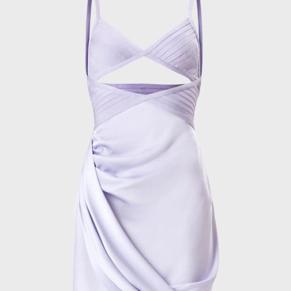 Herve Leger Draped Cutout Sleeveless Silk Mini Dress